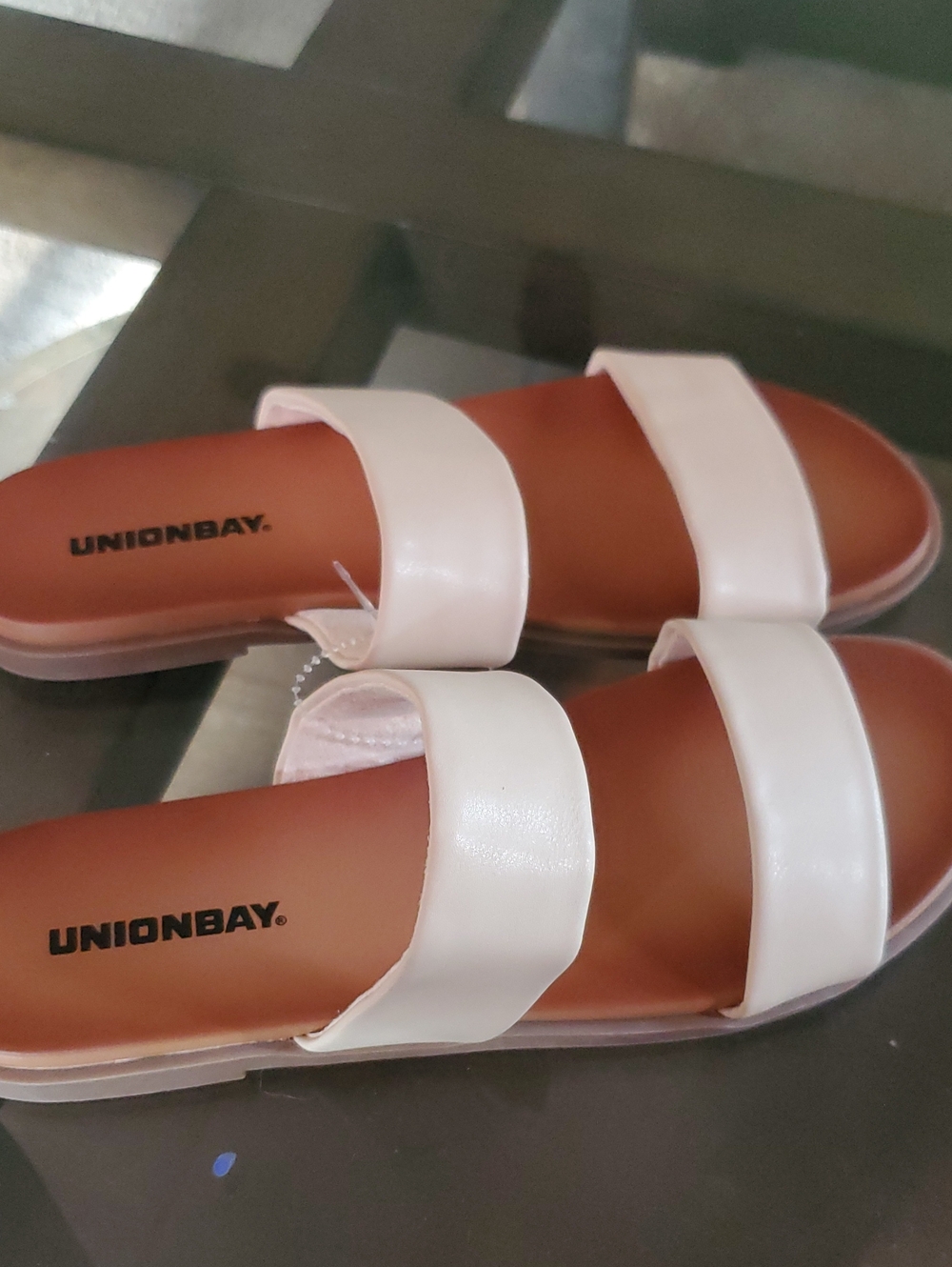 UNIONBAY White Double-Strap Slide Sandals for Women